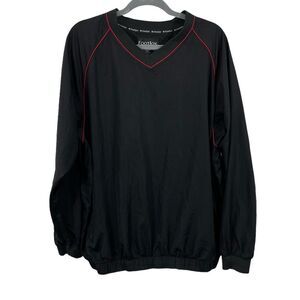 FootJoy FJ Golf Pullover Black Red Windbreaker V-Neck Men's Size LARGE